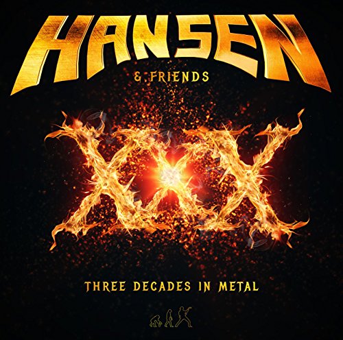 Album cover for Hansen & Friends' "XXX" with fiery Roman numeral design.