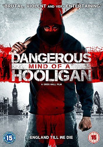 A hooded figure holding a baseball bat stands before a London skyline background.