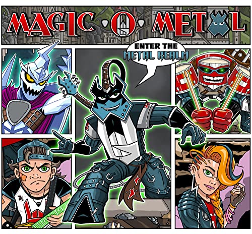 CD cover art: cartoon metal band in a comic panel layout.