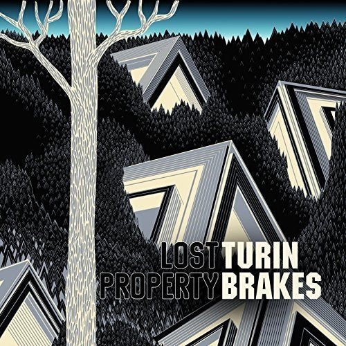 Album cover for Turin Brakes’ “Lost Property” with trees and geometric shapes.