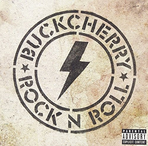 Buckcherry "Rock N Roll" CD cover with a distressed, circular logo and lightning bolt.