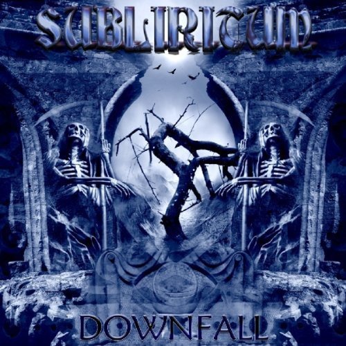 CD cover for Subliritum’s “Downfall” featuring skeletal figures and a bare tree.