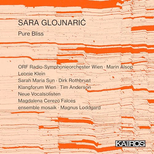 CD cover for "Sara Glojnaric - Pure Bliss" with abstract orange lines.