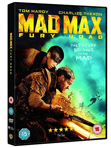 DVD cover for "Mad Max: Fury Road" featuring Tom Hardy and Charlize Theron.
