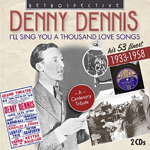 Denny Dennis portrait on CD cover with vintage microphone and record imagery.