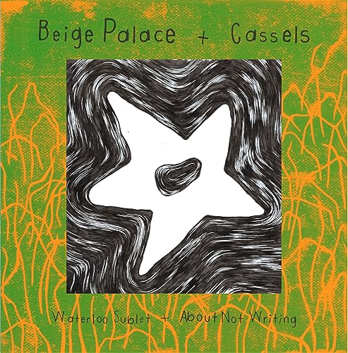 Vinyl record cover: abstract black star on green and orange background.