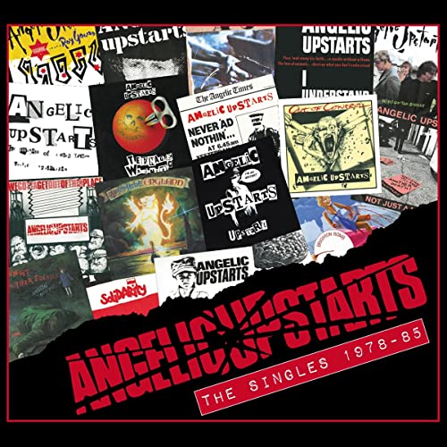 CD cover for Angelic Upstarts’ singles compilation, 1978-85, featuring record sleeves.