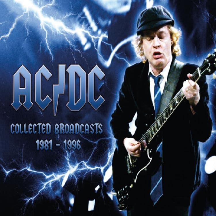 AC/DC album cover featuring Angus Young playing guitar with lightning effects.