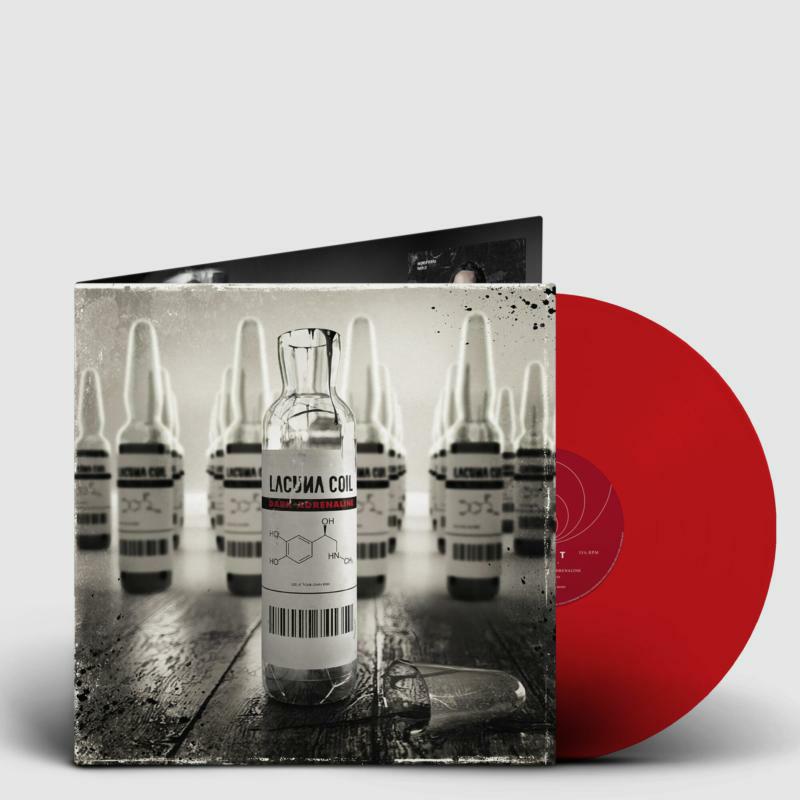 Lacuna Coil album “Dark Adrenaline” vinyl record and red disc shown.