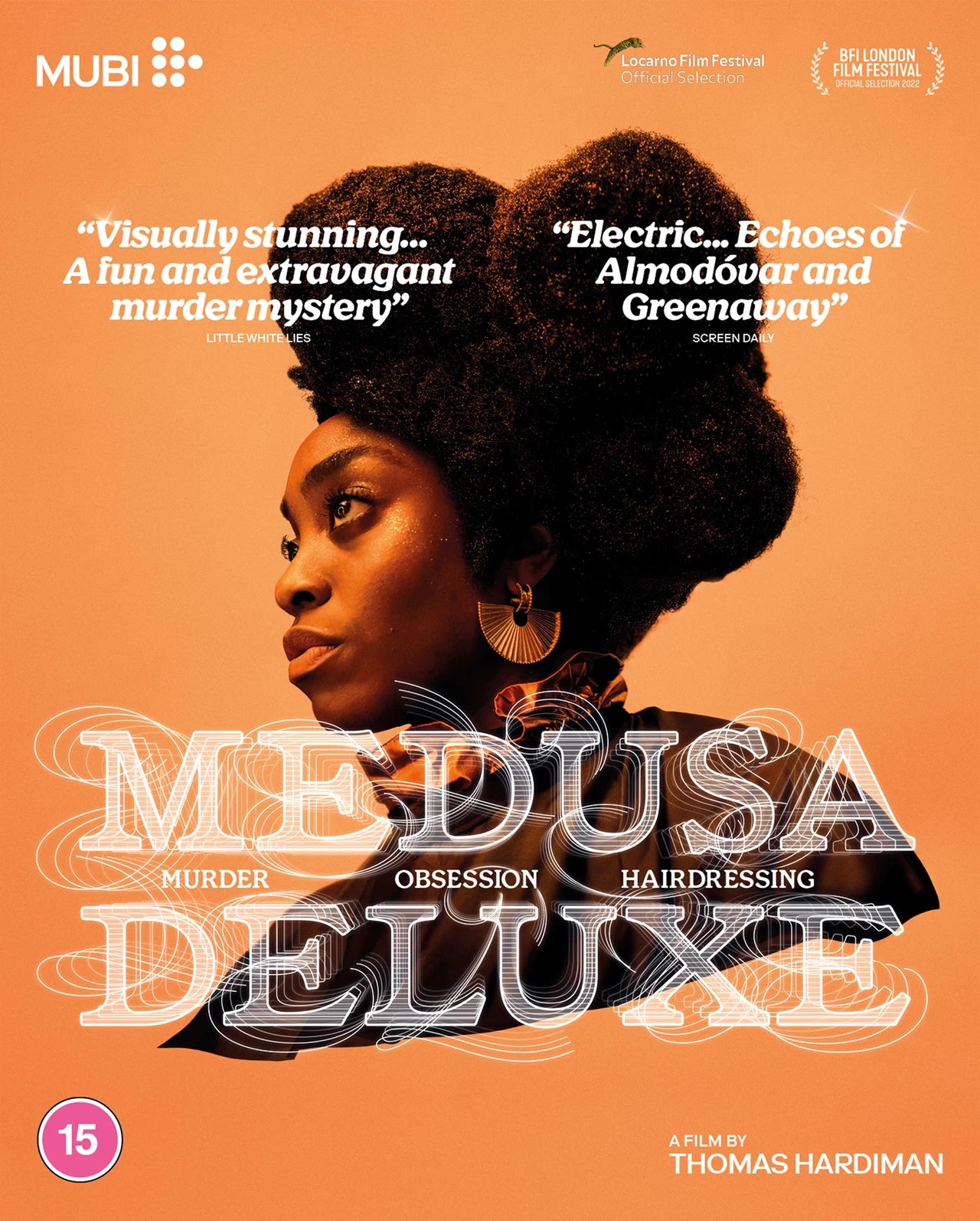 Blu-ray cover for "Medusa Deluxe" featuring a Black woman with large hair.