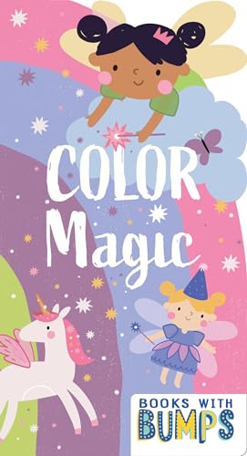 Book cover with fairies, a unicorn, and colorful rainbow design.