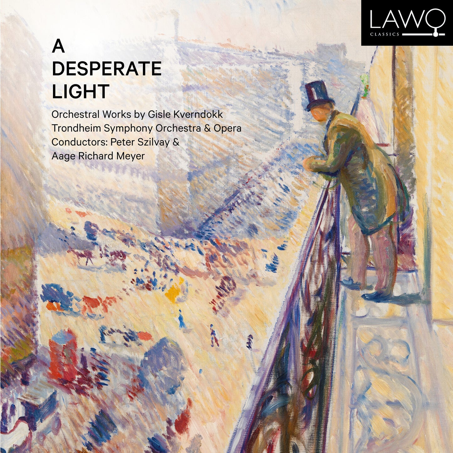 CD cover: Impressionistic painting of figures by a railing overlooking water.