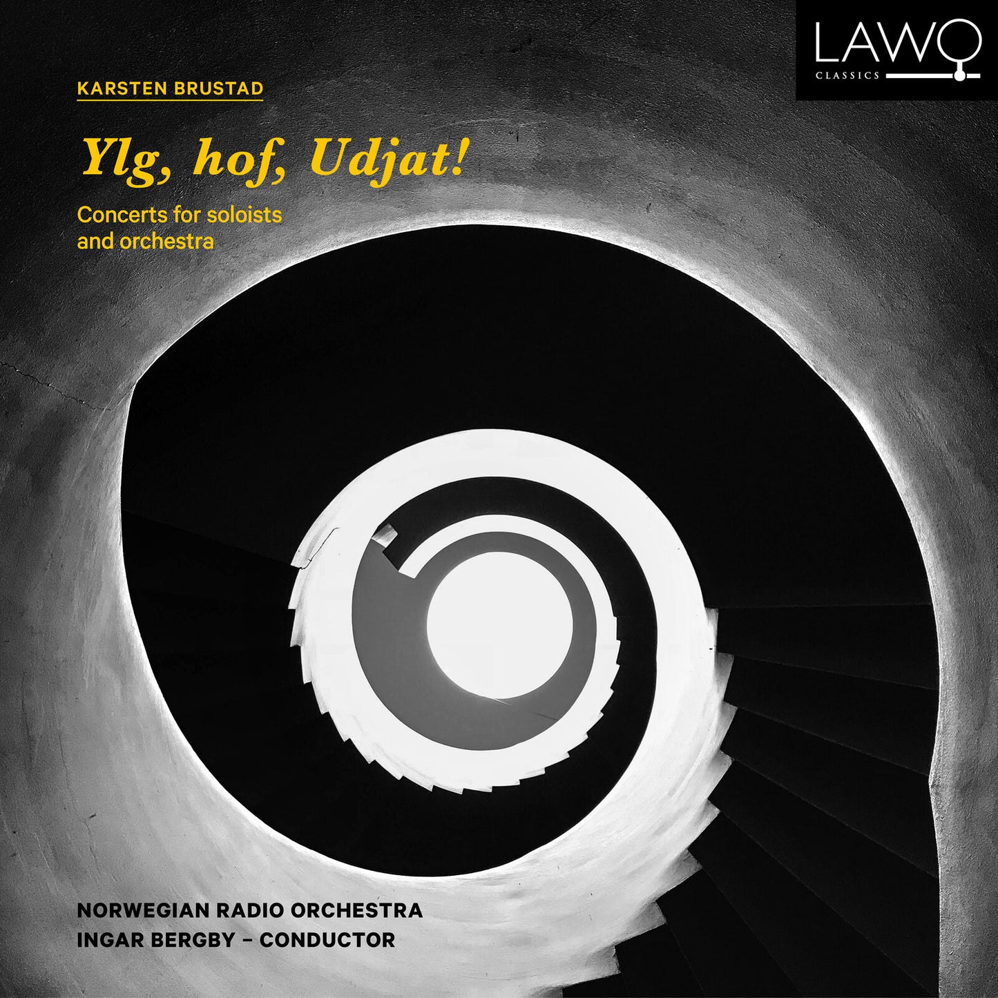CD cover: abstract spiral design on black background, orchestral music.