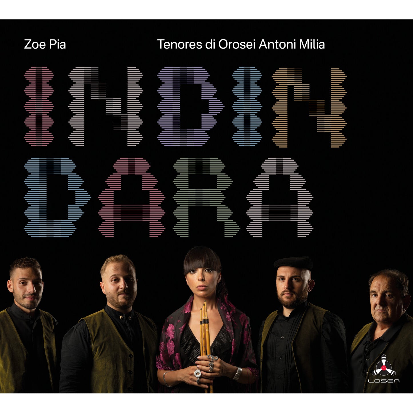 CD cover for "Indindara" featuring musicians and stylized text.