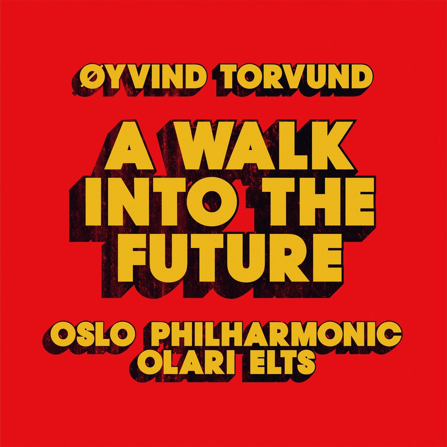Red album cover with gold text: "A Walk Into The Future" and orchestra name.