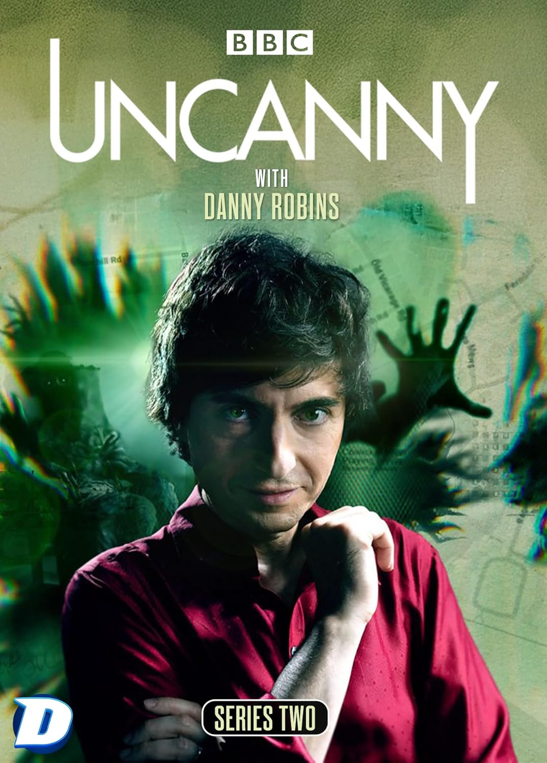 DVD cover for “Uncanny: Series 2” featuring Danny Robins and ghostly imagery.