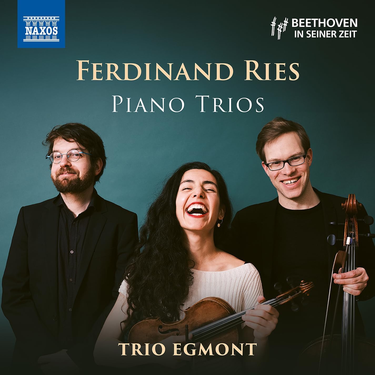 CD cover featuring Trio Egmont, a classical music ensemble with three musicians.
