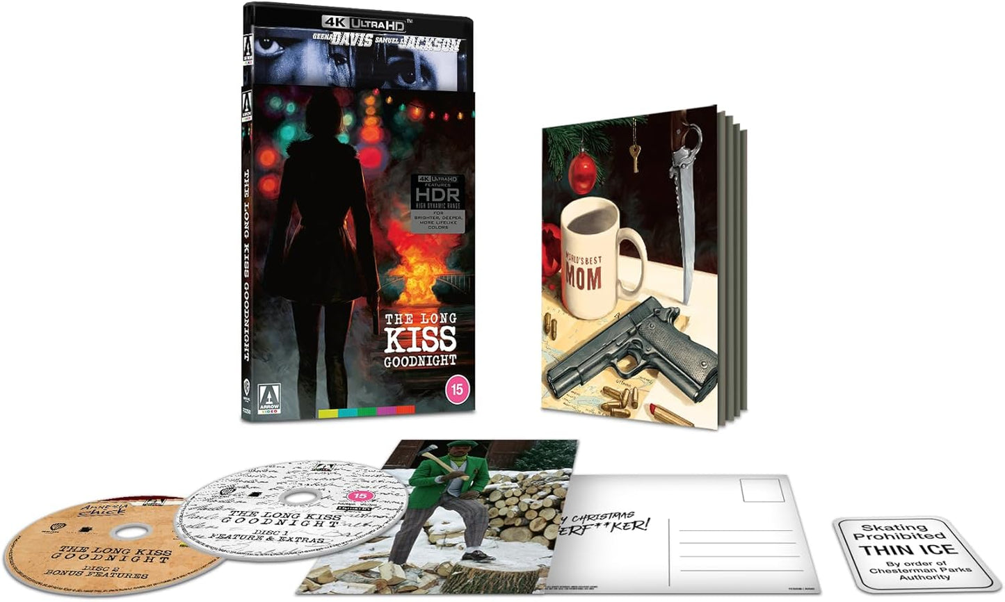 The Long Kiss Goodnight 4K Ultra HD collector's edition set with discs and memorabilia.