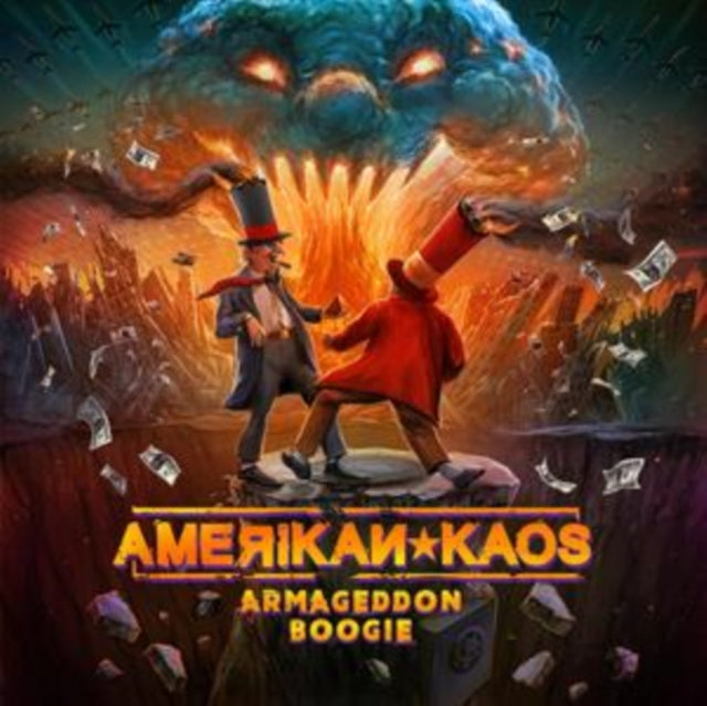 Album cover: two figures dancing before a fiery, monstrous cloudscape.