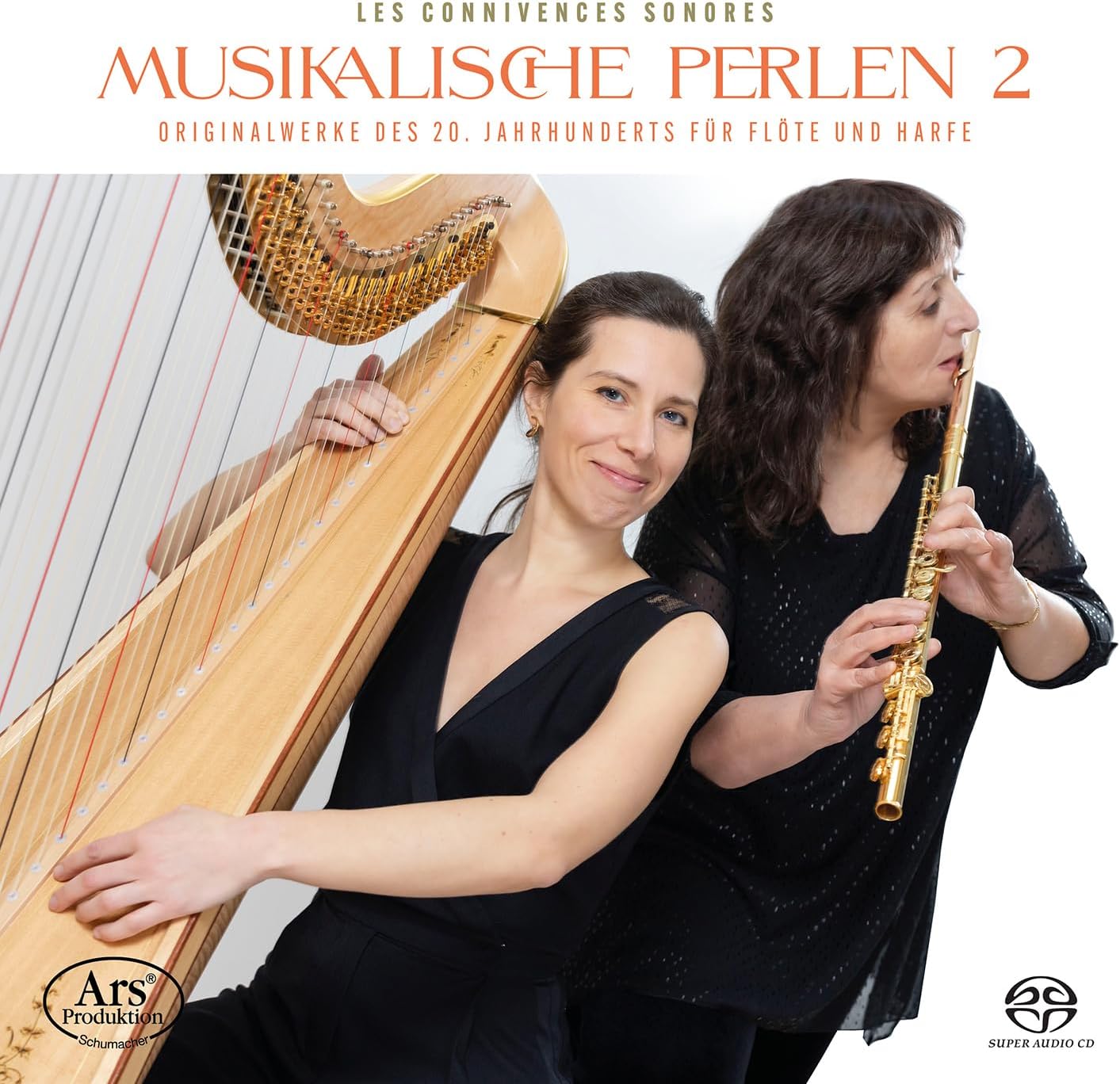 CD cover featuring two women with a harp and flute.