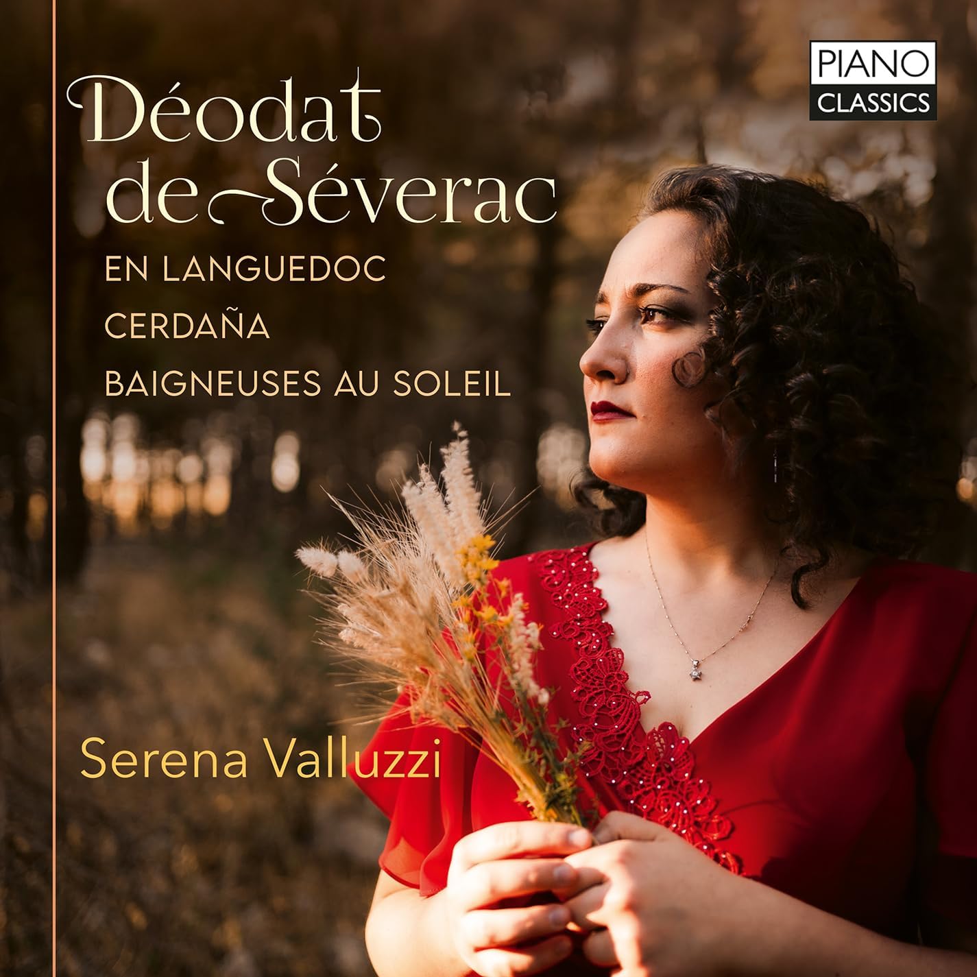 CD cover featuring a woman in red with floral foreground.