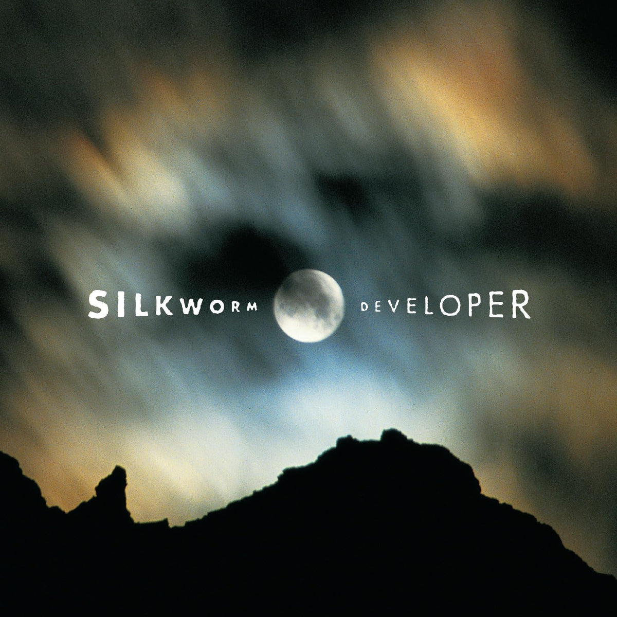 Silkworm “Developer” vinyl album cover with cloudy sky and moon image.