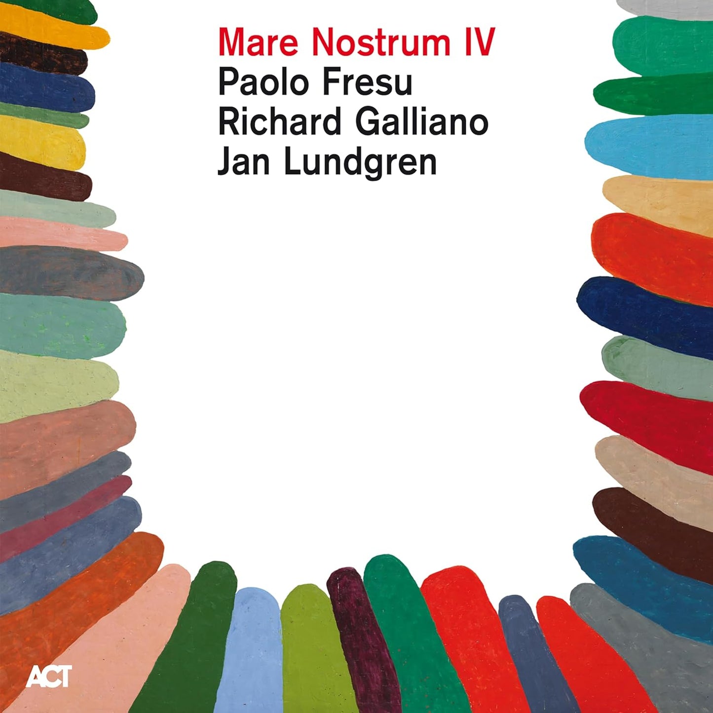 Album cover for “Mare Nostrum IV” featuring colorful, stacked stone shapes.