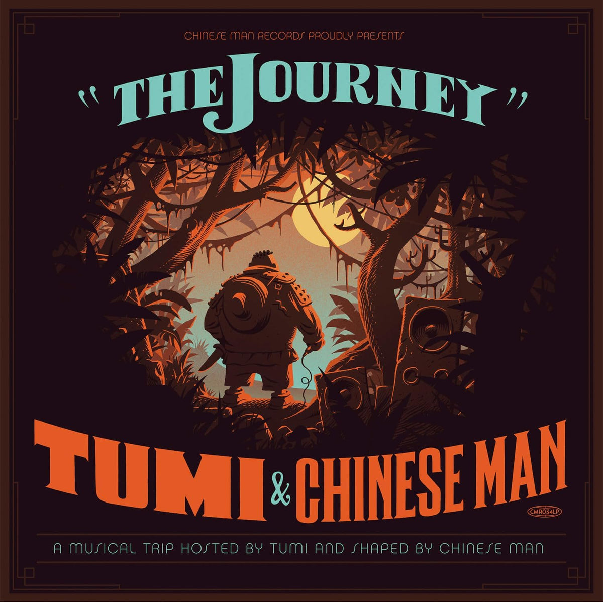 Vinyl record cover for "Tumi & Chinese Man - The Journey" with illustrated forest scene.