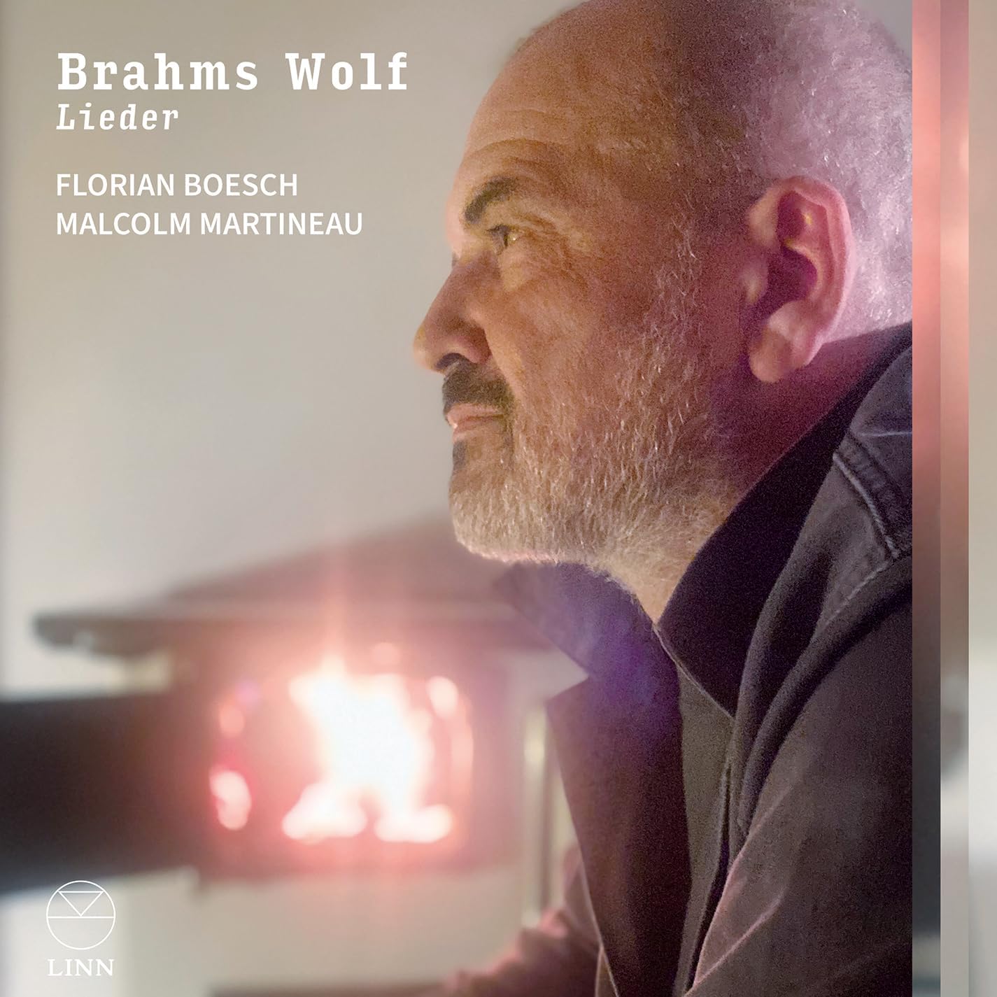 CD cover featuring a portrait of Florian Boesch, with text "Brahms Wolf Lieder".