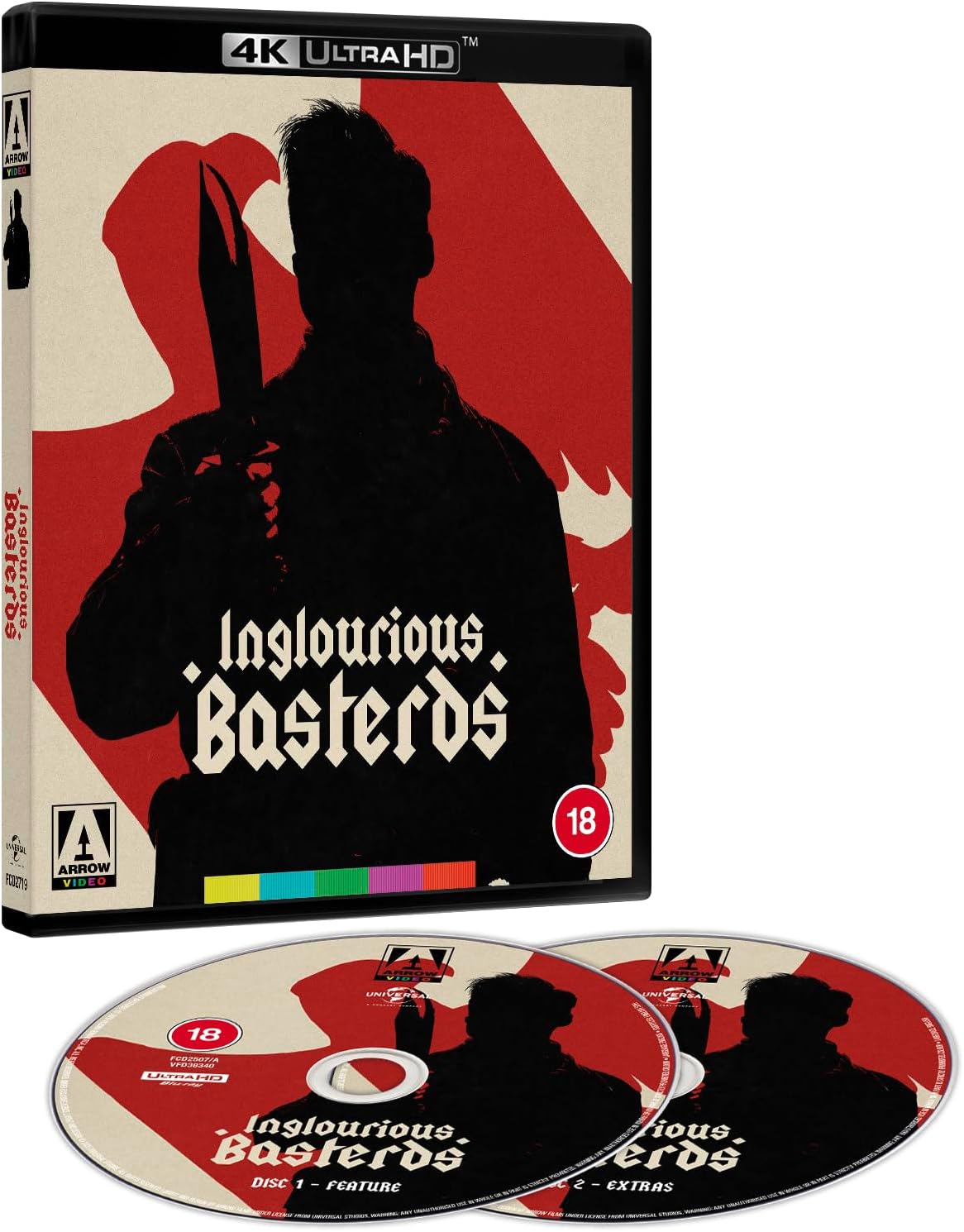Inglourious Basterds 4K Ultra HD Blu-ray case and two discs featuring silhouette character artwork.
