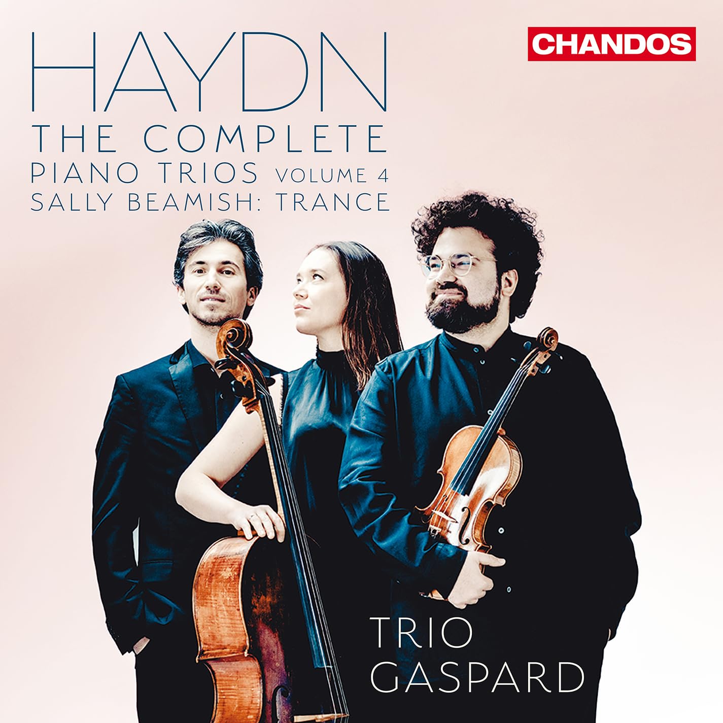 Trio Gaspard musicians with piano, cello, and violin, album cover.