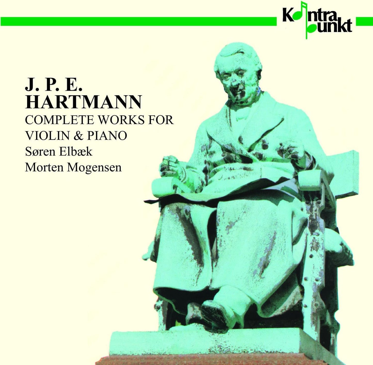 CD cover featuring a green statue of J.P.E. Hartmann with text on a cream background.