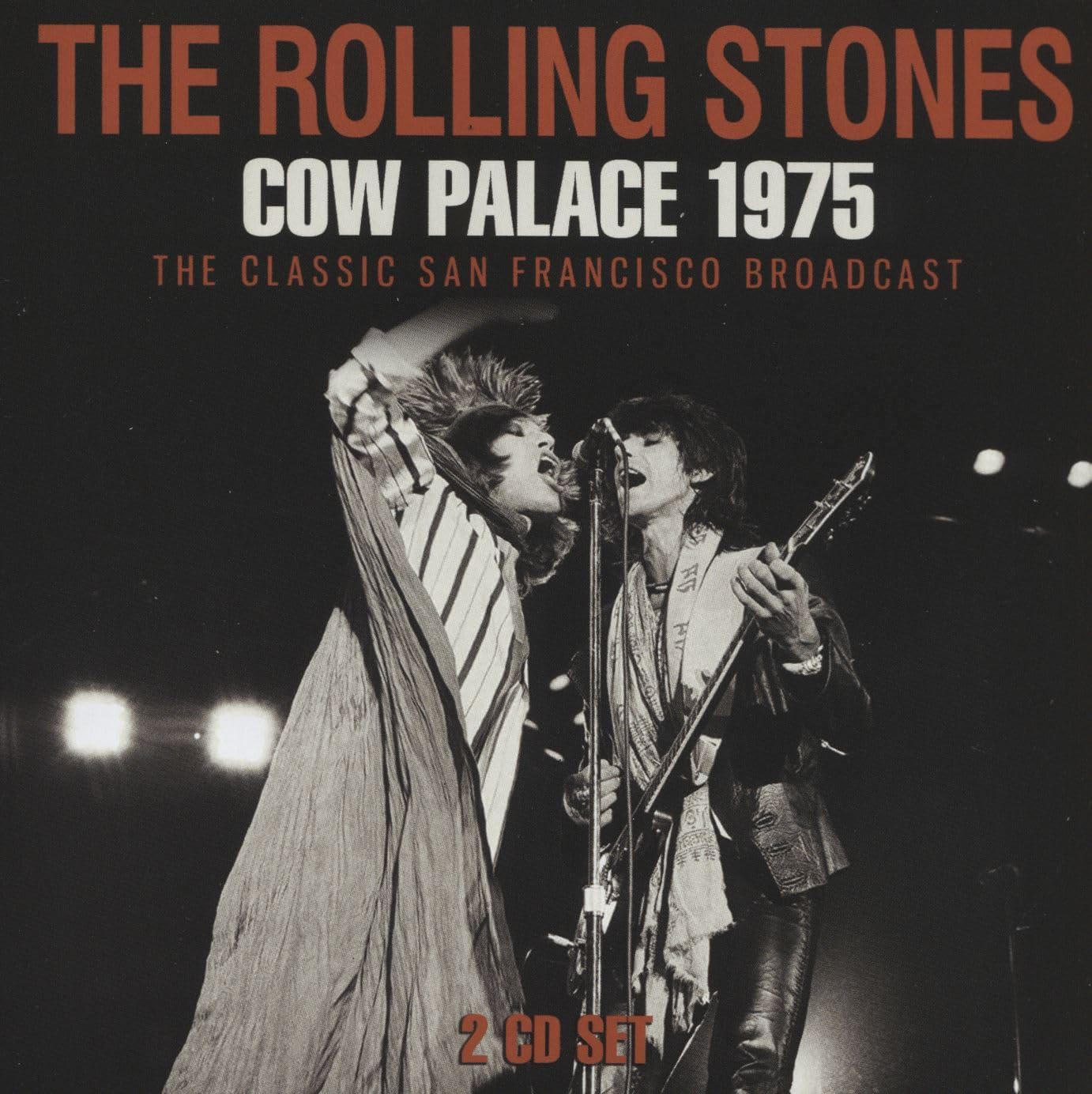 The Rolling Stones "Cow Palace 1975" CD cover with a concert photo.