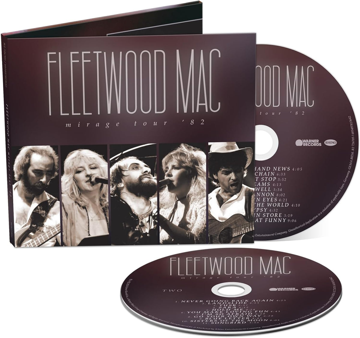 Fleetwood Mac "Mirage Tour '82" CD with band photo and tracklist.