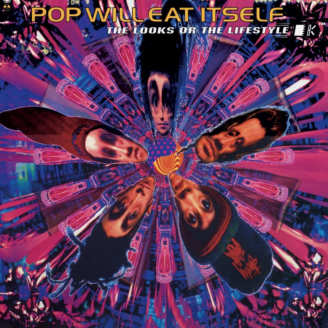 Album cover for Pop Will Eat Itself, featuring distorted faces in a floral design.