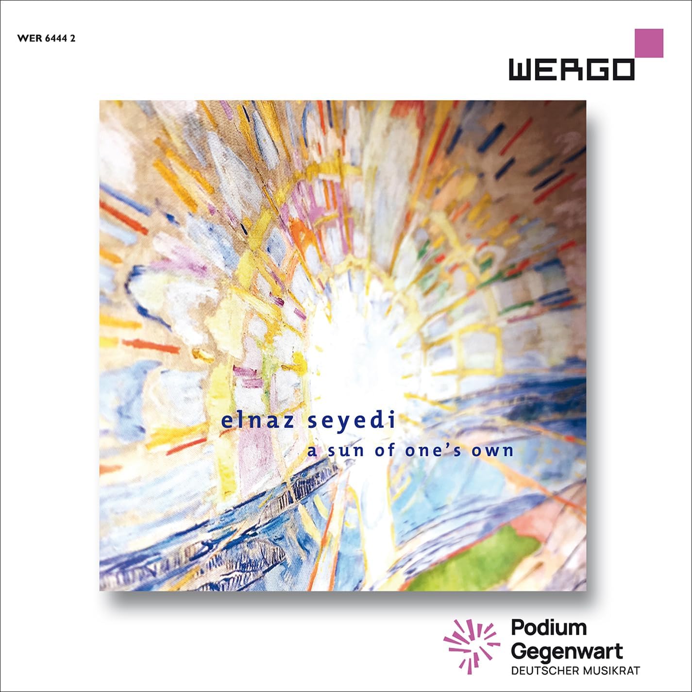 CD cover: abstract painting of radiating light and colors, text "elnaz seyedi".