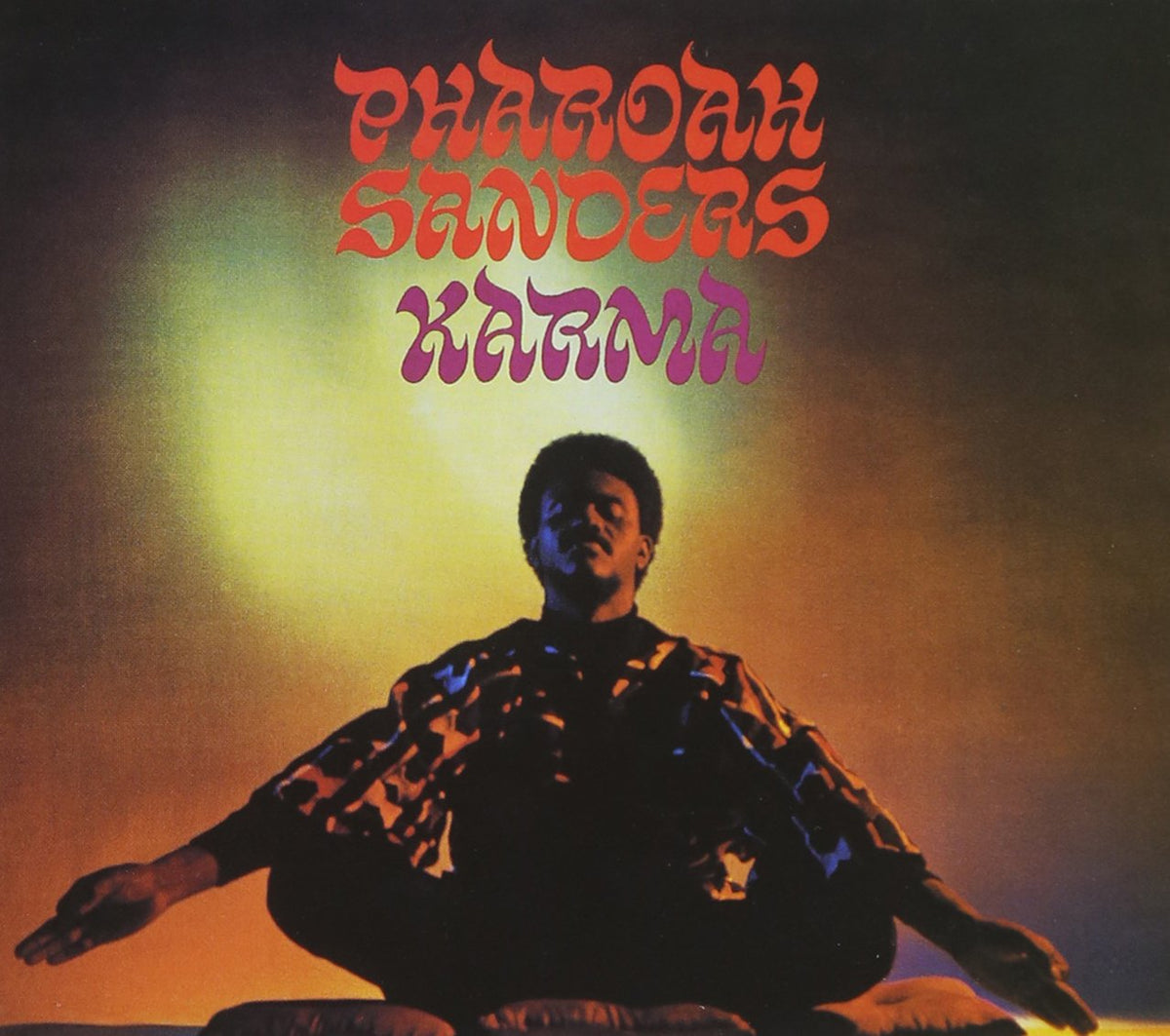 Album cover for Pharoah Sanders’ “Karma” featuring a portrait of the artist.