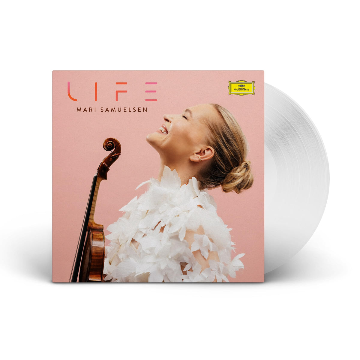 Vinyl record cover featuring violinist Mari Samuelsen with flowers.