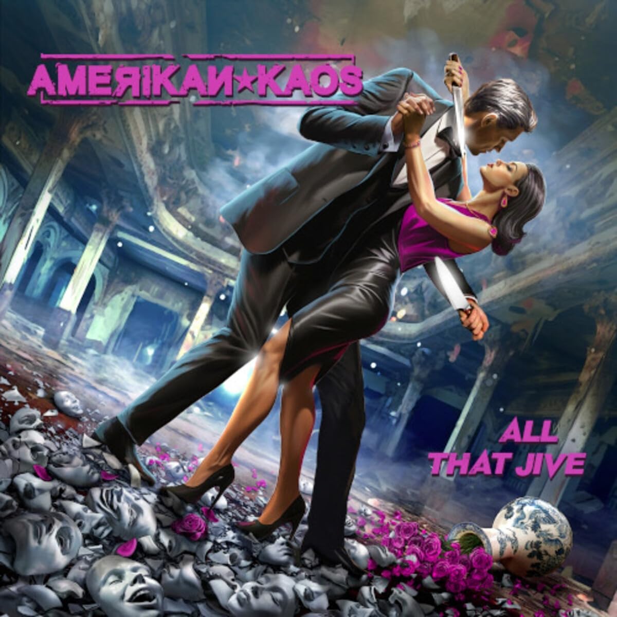 CD cover: couple dancing with a knife, broken porcelain below.