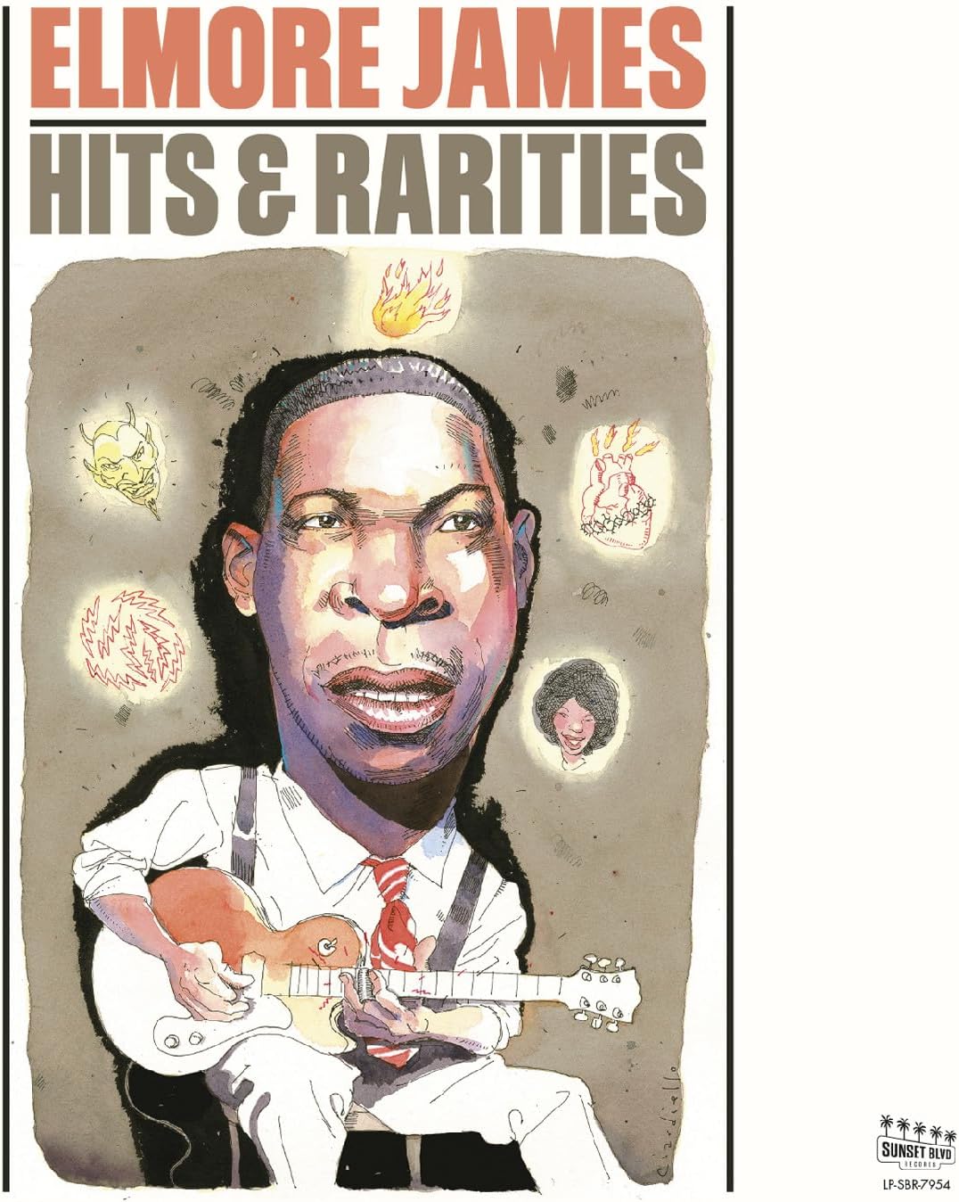 CD cover for Elmore James’ “Hits & Rarities” featuring illustrated portrait.