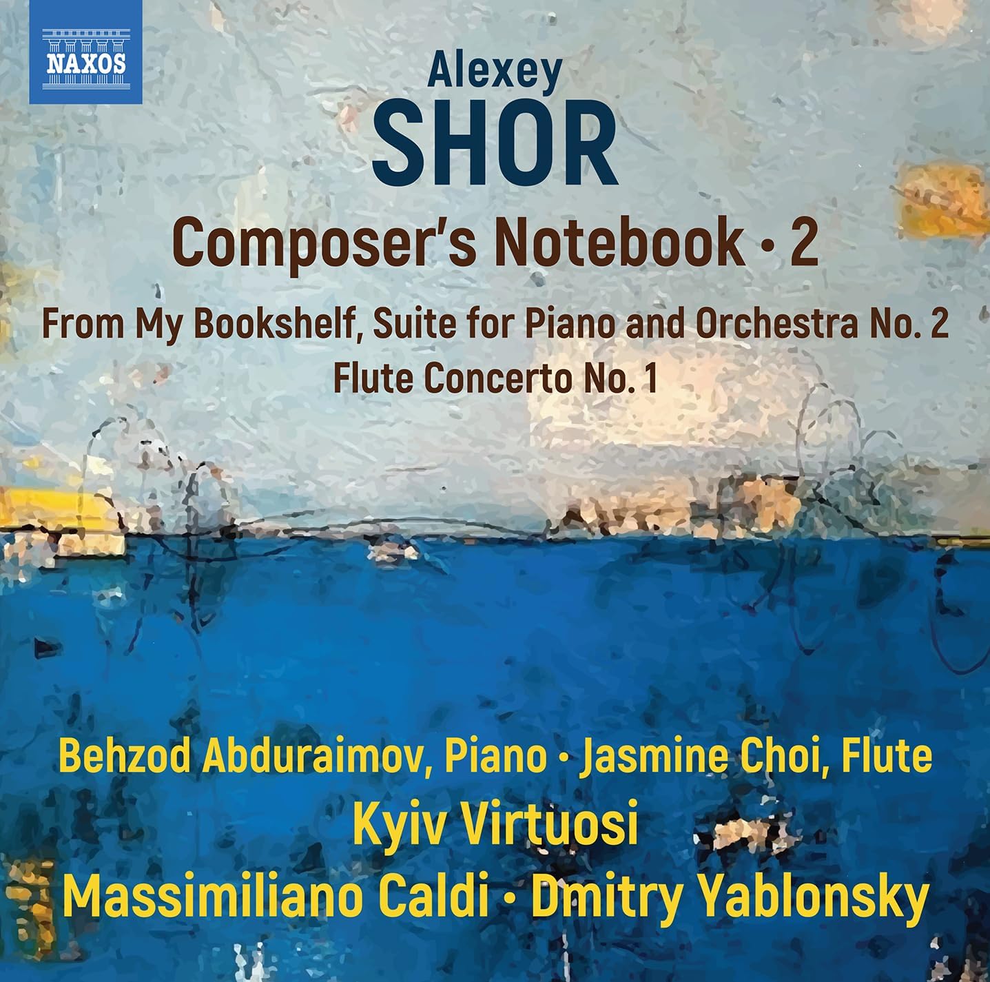 CD cover for "Composer's Notebook 2" by Shor, featuring blue water imagery.
