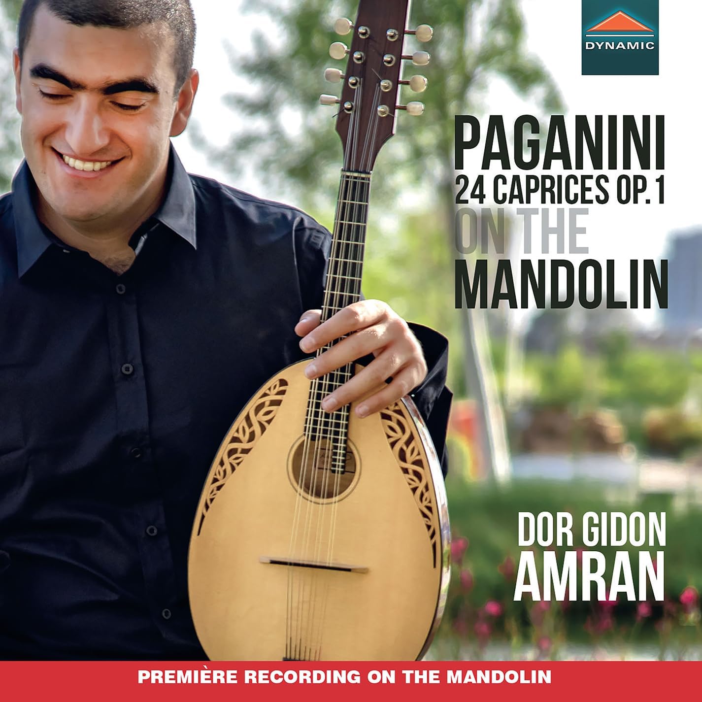 Man holding a mandolin, album cover for Dor Gidon Amran’s “24 Caprices.”
