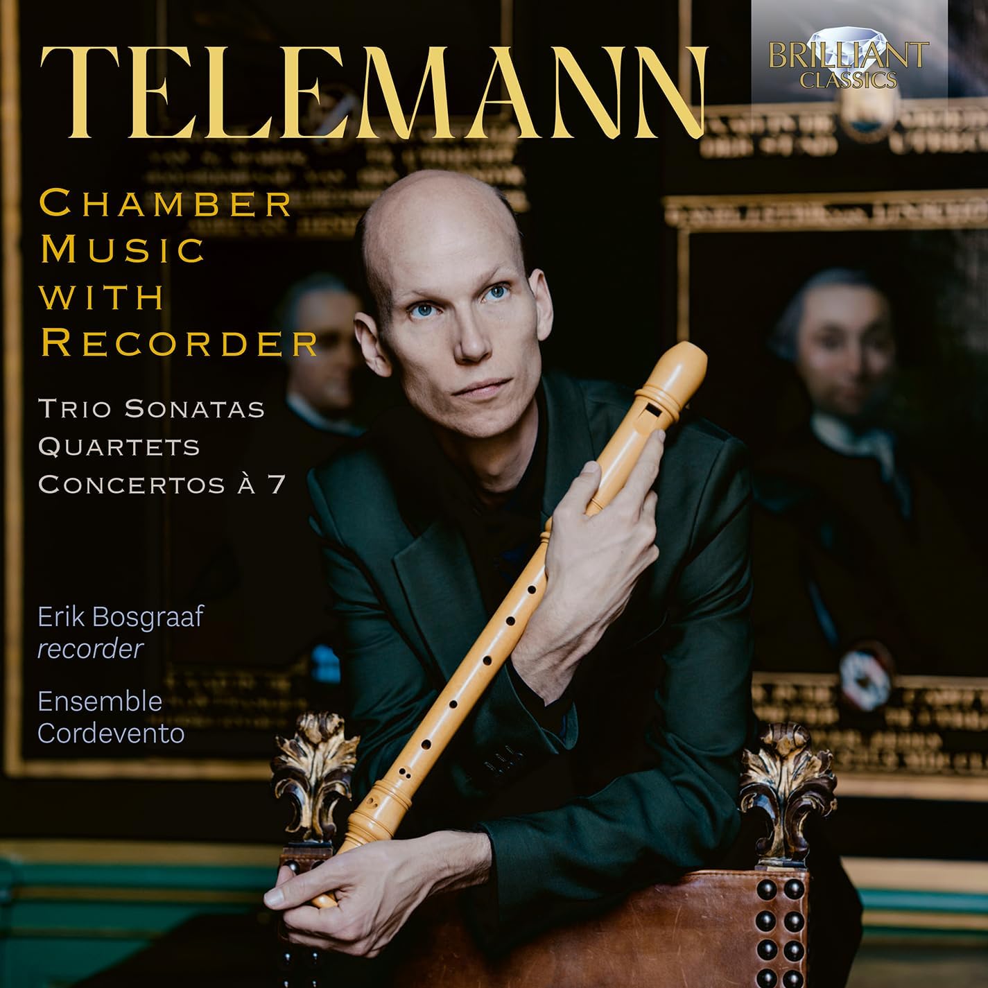 CD case featuring classical musicians, likely a group, with Telemann title text.