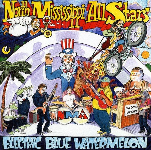 CD cover art: colorful cartoon scene with musicians and Uncle Sam.