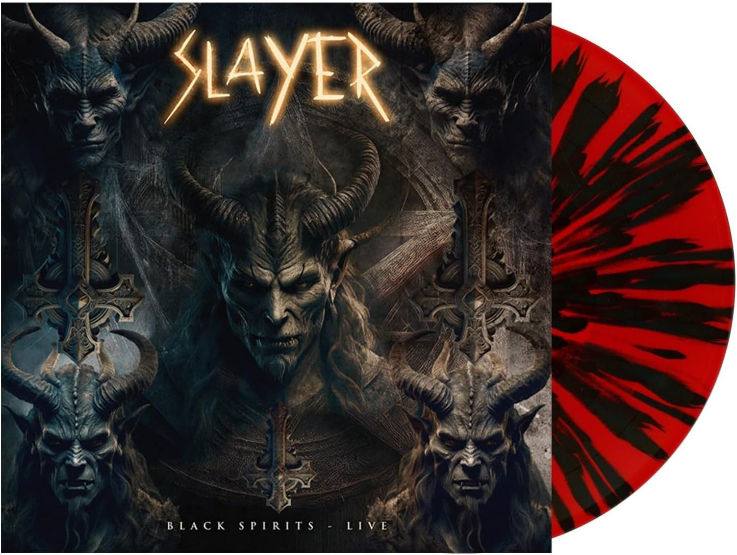 Slayer “Black Spirits - Live” vinyl record with demonic imagery.