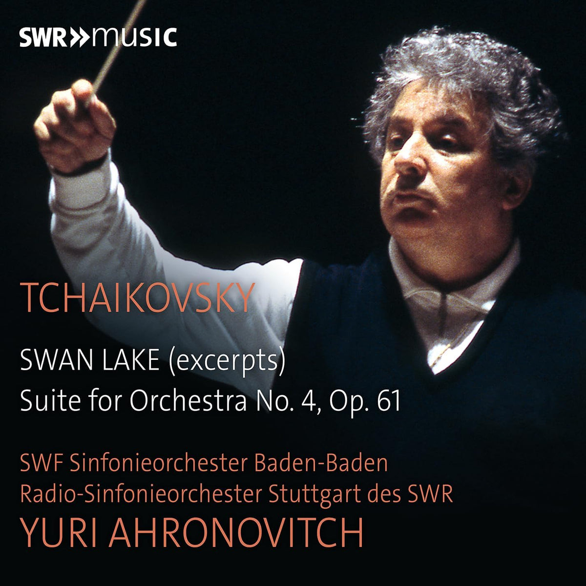 CD cover featuring conductor Yuri Ahronovitch and text: Tchaikovsky's Swan Lake Suite.