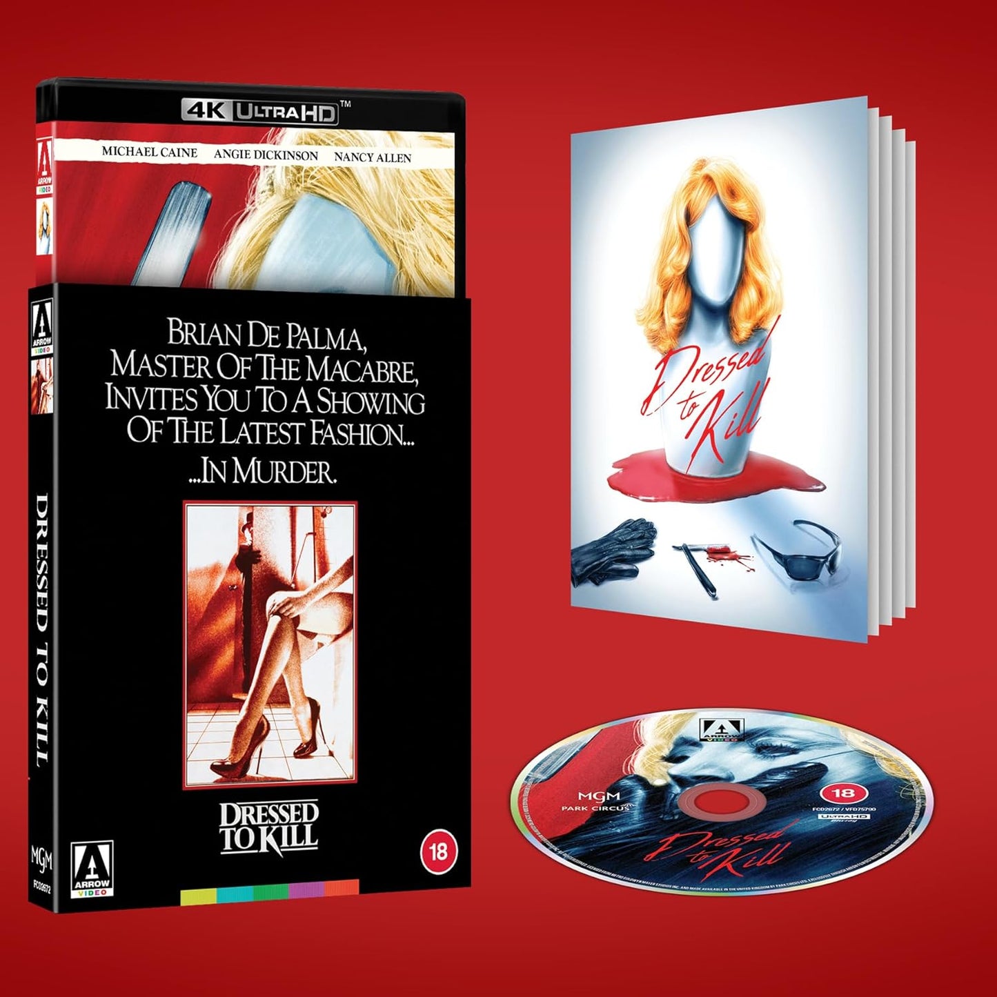 Dressed to Kill 4K Ultra HD Blu-ray set including case, booklet, and disc.