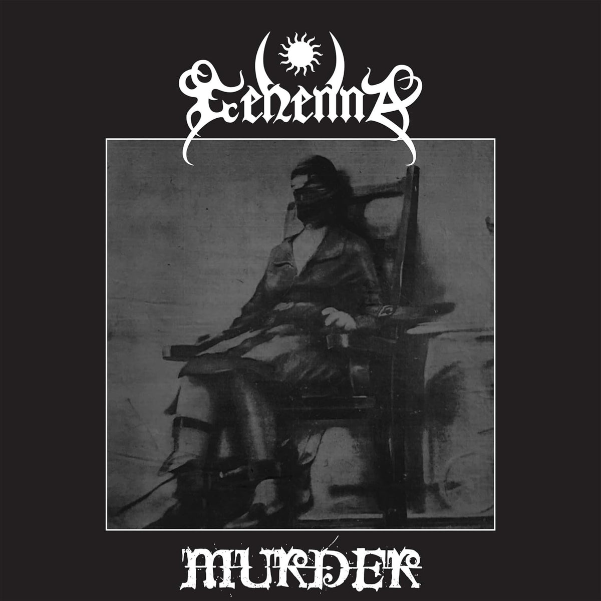 Black and white album cover featuring a masked figure seated in a chair.