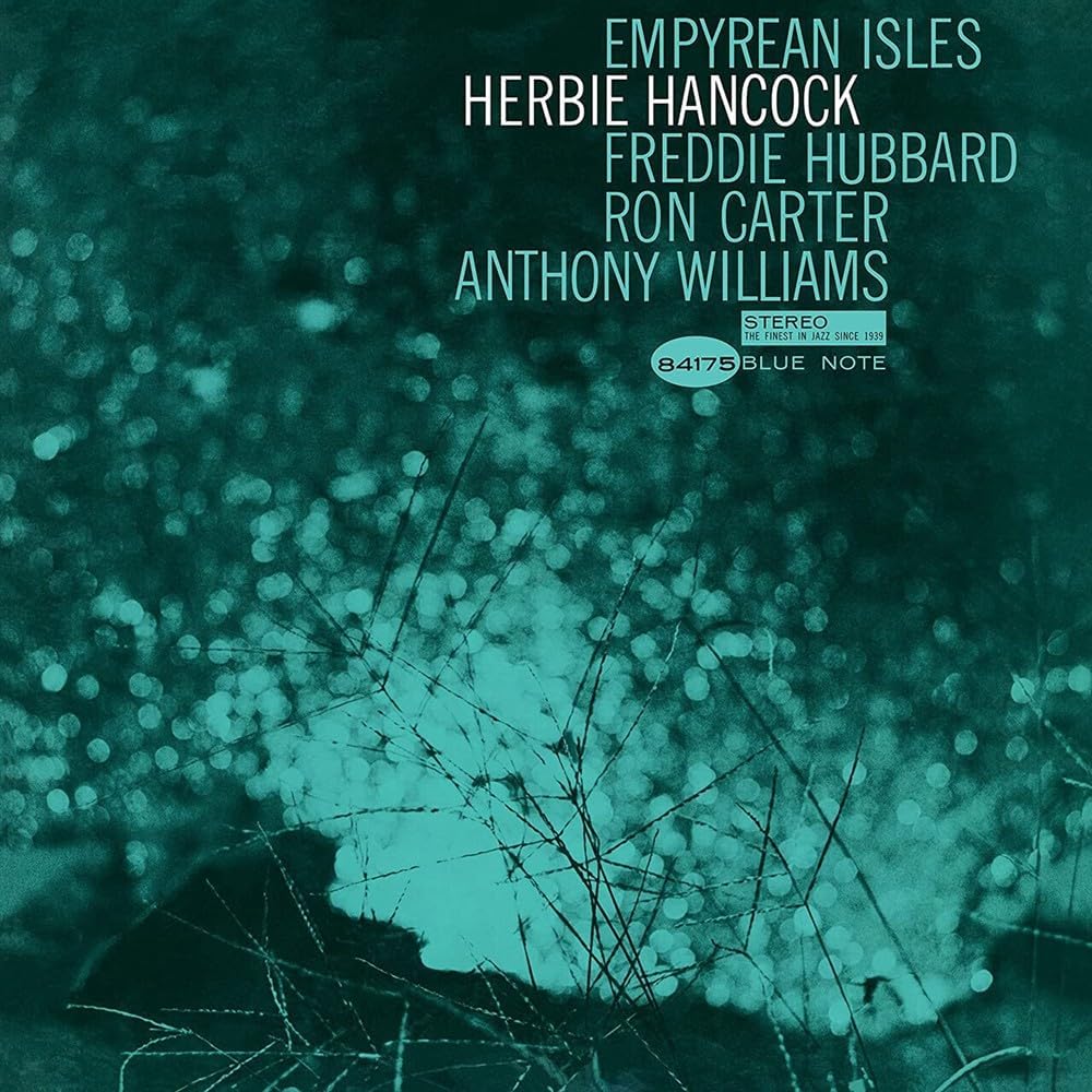 CD cover for Herbie Hancock’s “Empyrean Isles” with abstract blue foliage.