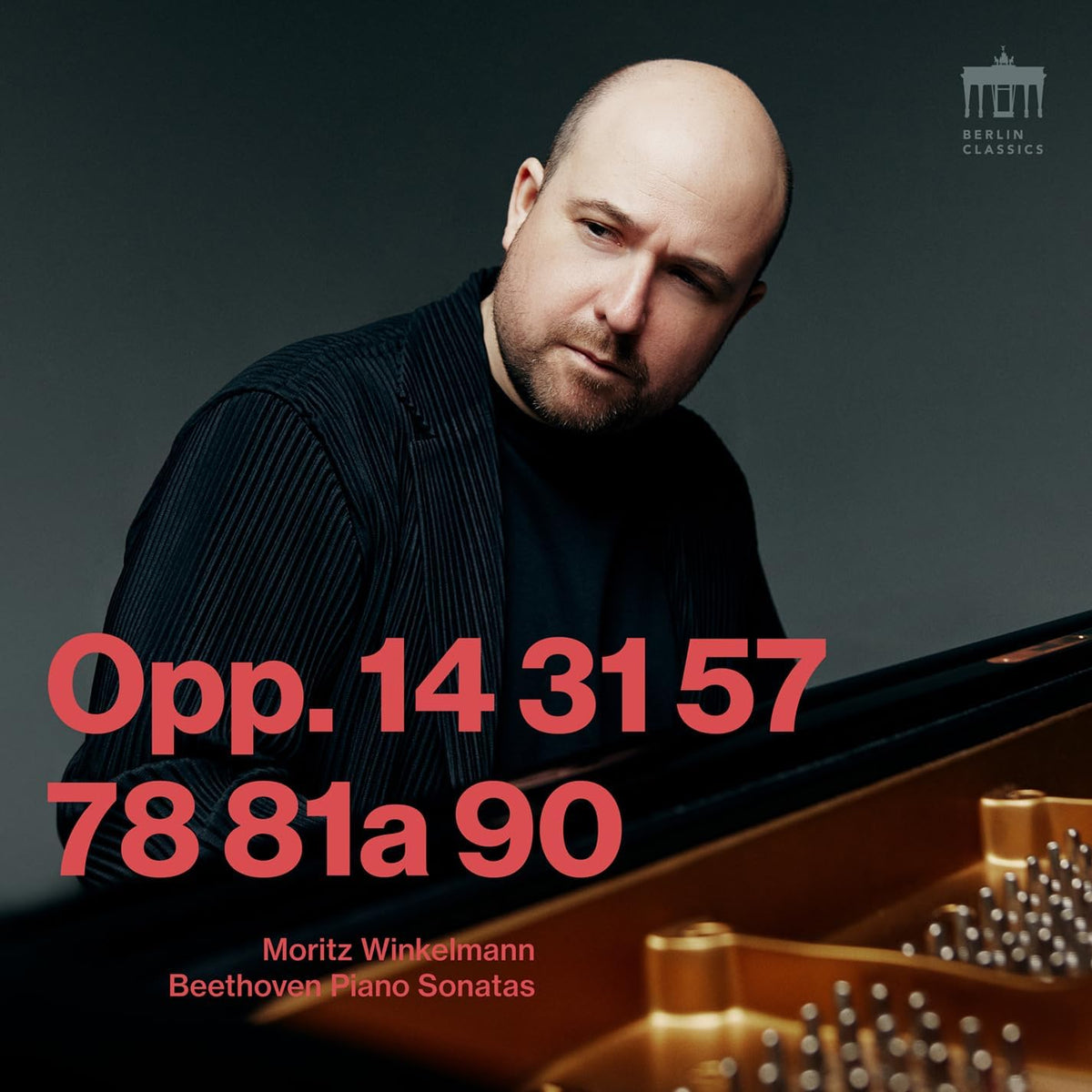 CD case featuring Moritz Winkelmann, likely with Beethoven portrait, displaying piano sonatas.